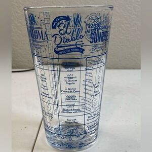 Good Measure Tequila Cocktail Recipe Glass with Blue Print - 7 Recipes-  16oz